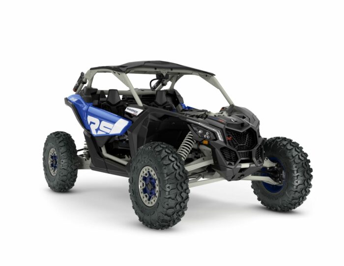 ORV SSV MY23 MaverickX3 XRSSAS TurboRR Intense Blue Carbon Black Chalk Grey SKU0007TPP00 Studio 34FR CE