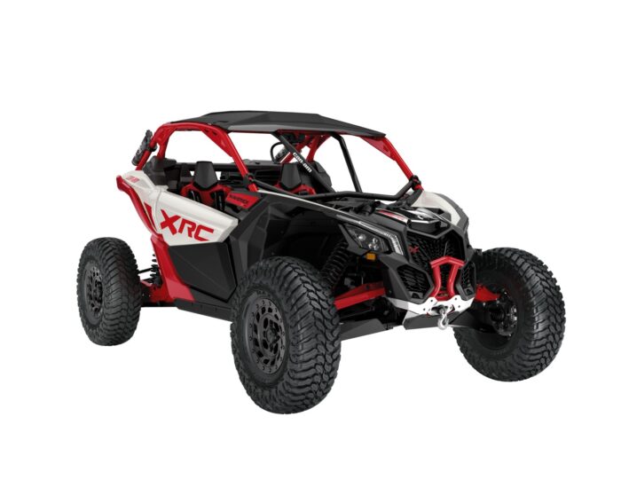 ORV SSV MY24 MaverickX3 XRC72 TurboRR Hybrid White Legion Red SKU0009MRC00 Studio 34FR CE 2